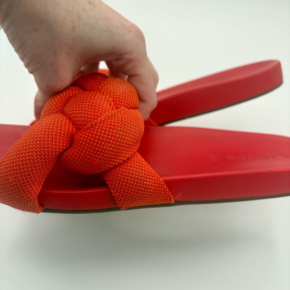 Rothy's Braided Strap Slide Sandals in Coral Orange - Picture 8 of 9
